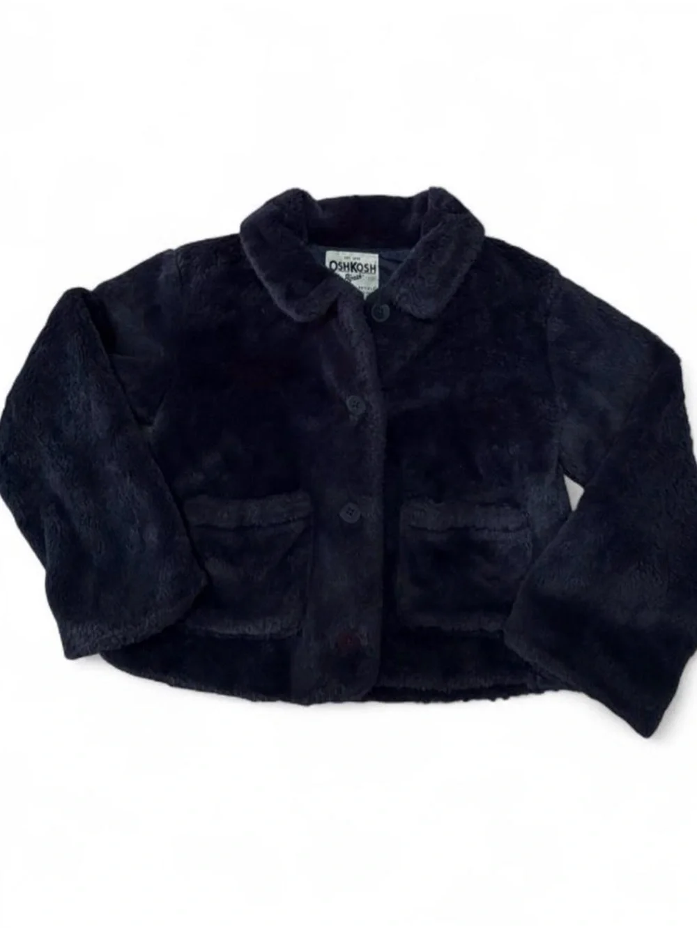 OshKosh B'gosh Plush Navy Blue Faux-Fur Pea Coat